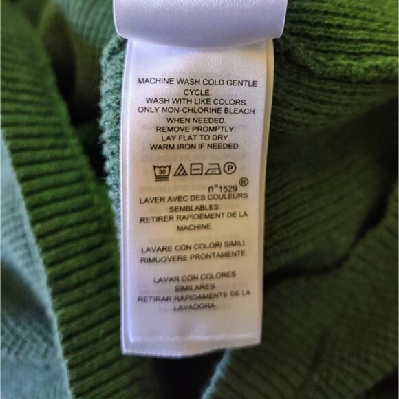 Lauren Ralph Lauren Waffle Knit Top Green Womens Size Small Cowl Neck Curved Hem - Picture 7 of 7